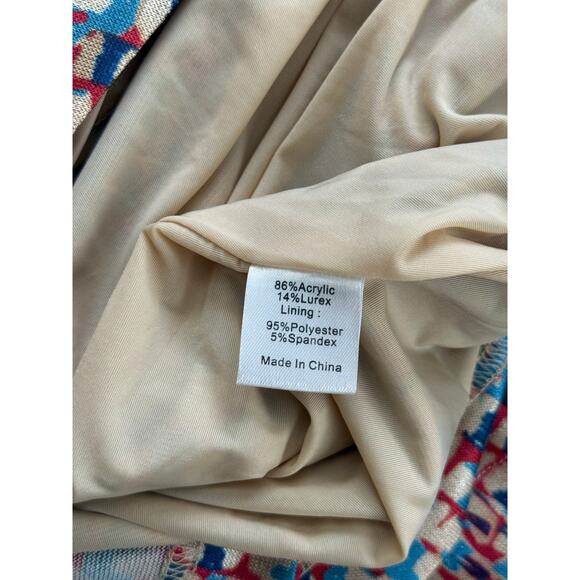 NWT Tuckernuck Mosaic Natasha Maxi Sleeveless Shimmer Vneck Dress Red Blue Large - Picture 9 of 11